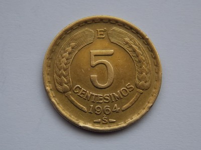 5 CENTESIMOS 1964 CHILE foto