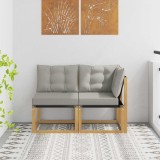 vidaXL Canapea de exterior din mijloc și colț cu pernă 2 Bucată Alb 901618