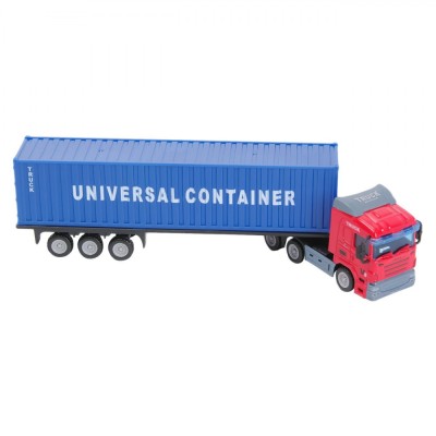 Vehicul Miniatură, Model Tir Container, Culoare Roșu și Albastru, Scară 1:64, Material Metal-Plastic foto