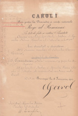 ROMANIA 1901 BREVET SEMNAT IN ORIGINAL DE CAROL I REGE AL ROMANIEI foto