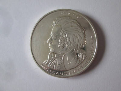 Germania 10 Euro 2006 D aUNC com:Mozart 250 ani naștere ag.925,dm=32 mm,g.=18 gr foto