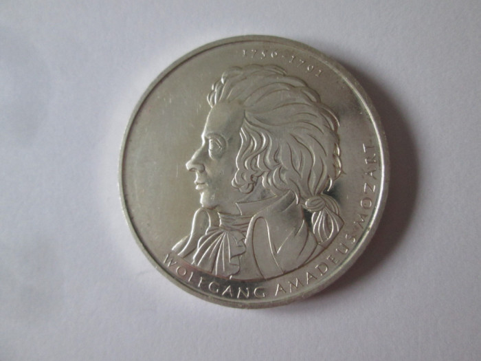 Germania 10 Euro 2006 D aUNC com:Mozart 250 ani naștere ag.925,dm=32 mm,g.=18 gr