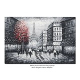 Tablou pictat manual, Parisul interbelic (2) - 90x60cm ulei in cutit efect 3D