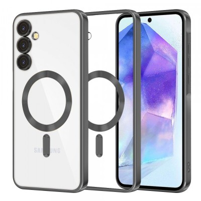 Husa MagSafe pentru Samsung Galaxy A55 5G A556, Techsuit, Luxury Crystal, Neagra foto