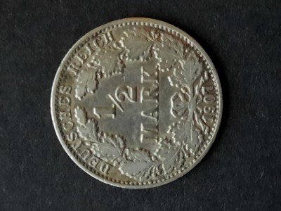 1/2 Mark 1907, litera J, Germania - B 5884 foto