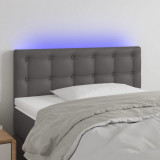 VidaXL Tăblie de pat cu LED, gri, 90x5x78/88 cm, piele ecologică