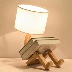 Lampa de masa, Squid Lighting, EV-330, 22 x 22 x 32 cm, lemn, natur
