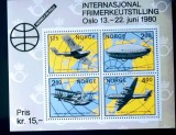 Norvegia 1979 aeronave,avioane, zepelin serie bloc neștampilat, Nestampilat