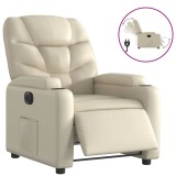 Cumpara ieftin Fotoliu rabatabil electric, crem, piele ecologica
