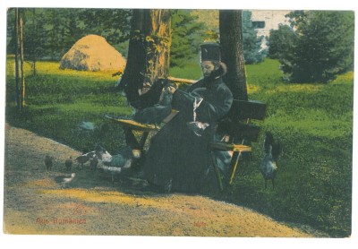 3809 - CALUGAR, Monk and birds, Romania - old postcard - unused foto