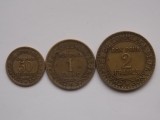 LOT 3 MONEDE 50 CENTIMES, 1 FRANC , 2 FRANCS 1925 FRANTA