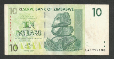 ZIMBABWE 10 DOLARI DOLLARS 2007 [16] P- 67 , VF+ foto