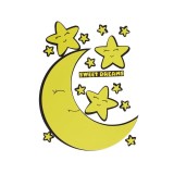 Autocolante de perete decorativ, Luna si stele, Galben, ATU-083791, Oem