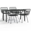 Set mobilier de gradina, 5 piese, negru, poliratan