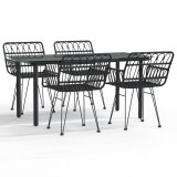 Set mobilier de gradina, 5 piese, negru, poliratan
