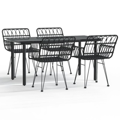Set mobilier de gradina, 5 piese, negru, poliratan foto