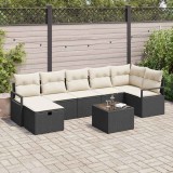 Set canapea grădină 8 piese cu perne negre din rattan poli