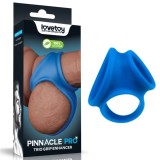 Inel Dublu de Penis Pinnacle Trio Grip Enhancer, Silicon, Albastru