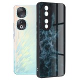 Husa telefon compatibila honor 90, glass spate din sticla securizata, blue nebula, Techsuit