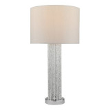 Veioza Lazio Table Lamp Polished Chrome Silver Rod With Faux Silk Shade