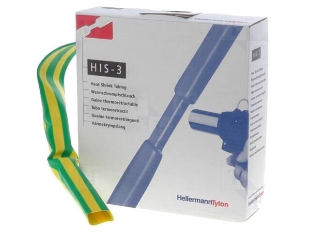Manșon termocontractabil HELLERMANNTYTON 3:1 12mm L:5m galben-verde 25kV