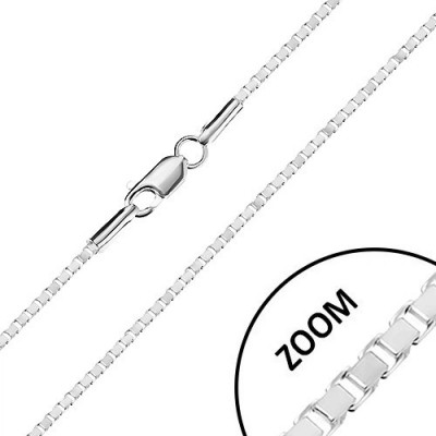 Lanț din argint 925 - zale lucioase dreptunghiulare, carabină, 1,7 mm foto