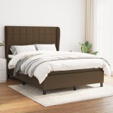 Cumpara ieftin Pat box spring cu saltea, maro &icirc;nchis, 140x200 cm, textil