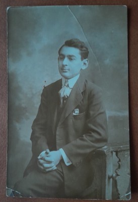 Fotografie tip carte postala, circulata, tanar, 1938 foto