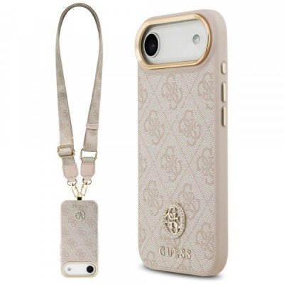 Husa pentru Apple iPhone 17 Air, Guess, 4G Strass Logo and Big Strap, Roz foto