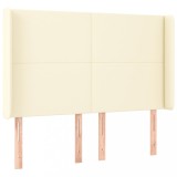 Cumpara ieftin Tablie de pat cu aripioare, crem, 147x16x118/128 cm, piele eco