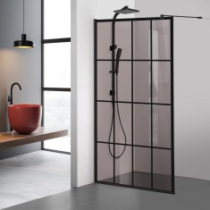 Paravan dus walk-in Aqua Roy Black, model Rank negru, sticla 8 mm bronz, securizata, anticalcar, 110x195 cm
