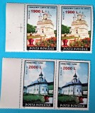 TIMBRE ROMANIA LP1508/2000 M&acirc;năstiri 91 supratipar TROIȚE -serie &icirc;n pereche -MNH, Nestampilat