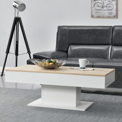 Masuta cafea Lunen cu blat mobil efect lemn/alb [en.casa] HausGarden Leisure foto