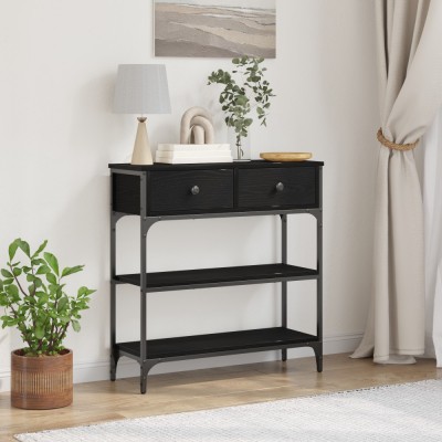 Gossi masa consola, stejar negru, 72,5x25x75 cm lemn prelucrat &amp;amp; otel foto