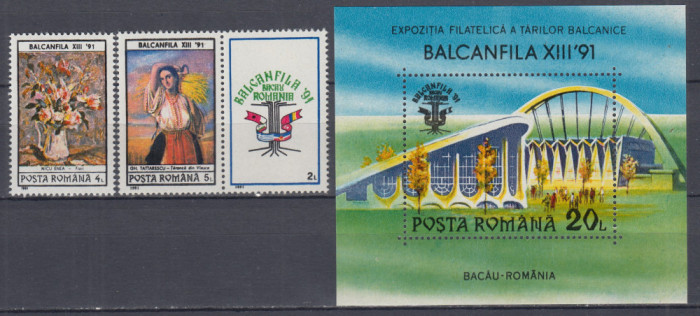 ROMANIA 1991 LP 1260 LP 1260 a 1261 BALCANFILA XIII SERIE+COLITA MNH