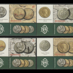Romania 2015 Tezaure monetare (II) LP 2087 serie cu vigneta stanga si 2 tabsuri
