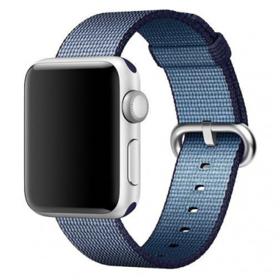 Curea iUni compatibila cu Apple Watch 1/2/3/4/5/6/7, 40mm, Nylon, Woven Strap, Midnight Blue foto