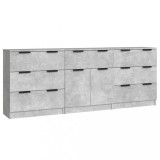 Cumpara ieftin Servante, 3 piese, gri beton, lemn prelucrat