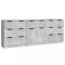 Servante, 3 piese, gri beton, lemn prelucrat