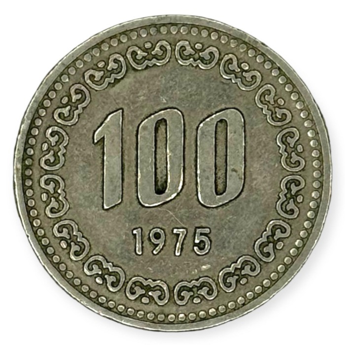 Coreea de Sud 100 Won 1975 , km 9
