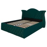 Pat Matrimonial Laura tapitat cu somiera rabatabila diverse dimensiuni, culoare Verde - 160x200