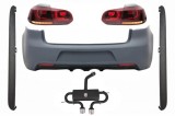 Bara Spate cu Sistem de Evacuare VW Golf 6 VI (2008-2013) Praguri Laterale si Stopuri Full LED Rosu Fumuriu R20 Look Performance AutoTuning