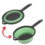 Strecurătoare pliabilă cu m&acirc;ner, &Oslash;19 cm, Gri și Menta, CMCLASS