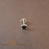 Cercel Unisex Argint 925 cu Cristal Zirconia Negru Patrat, 4 mm, SaraTremo