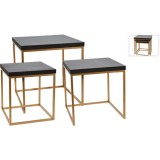 Cumpara ieftin Set mese moderne cu cadru metalic auriu si blat negru