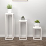 Cumpara ieftin Set suport de plante, 3 piese, alb, lemn masiv de pin