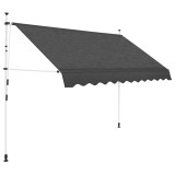 Copertina retractabila manuala, 300cm, antracit. Copertina terasa, balcon, gradina. Material poliester, cadru otel, rezistenta apa si UV
