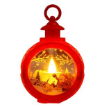 Decoratiune Craciun tip Felinare cu baterii, 13.5 x 9 cm,Lumanare cu geam si inscriptie Mos Craciun cu sanie,lumina alb cald,baterii incluse,Rosu