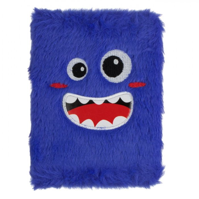 Carnet Notițe A6, Monstru, Copertă Imitatie Blană, Albastru, 80 File