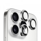 Folie de protectie Camera Spate Blueo Sapphire Crystal pentru Apple iPhone 16 Pro Max / 16 Pro, Sticla Securizata, Set 3 bucati, Argintie